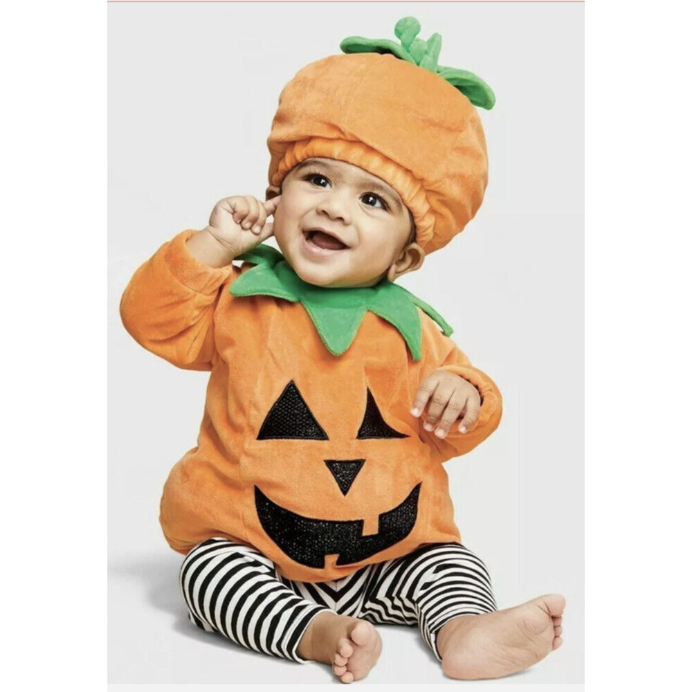 Baby Plush Jack O Lantern Pumpkin Halloween Costume Pullover 12-18 M Hyde EEK - Picture 1 of 7